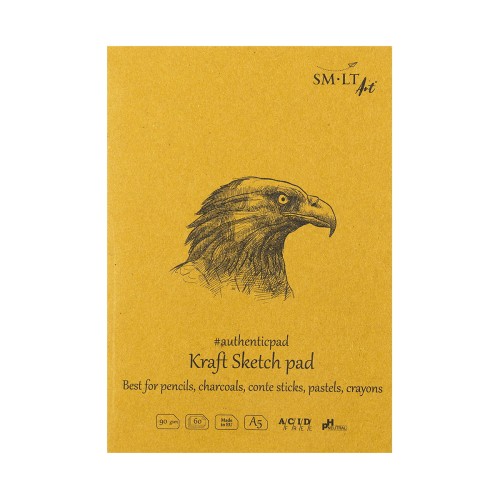 SM.LT Kraft Zeichenblock A5 - 60 Blatt, 90g/m², Naturbraun, Säurefrei | Ideal Für Skizzen & Notizen