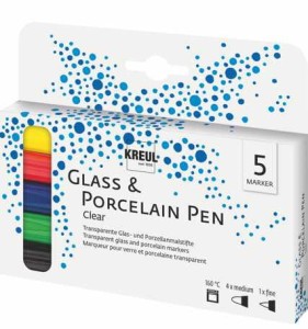 KREUL KOMPLET PISAKÓW DO PORCELANY I SZKŁA CLEAR 5 SZT