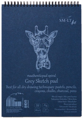 SMLTArt Authentic szary żyrafa sketch grey 180gsm A4 spirala EB-30TS-GREY.jpg