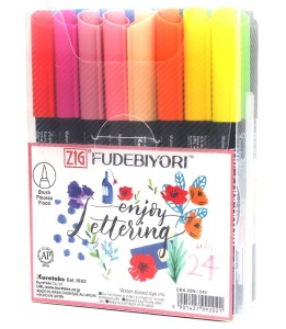 KURETAKE ZIG FUDEBIYORI - 24 PCS NEW COLOUR SET 