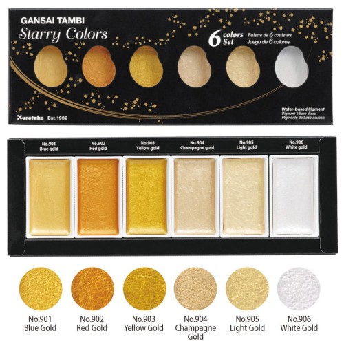 Kuretake Gansai Tambi STARRY COLORS MC20SC6V opakowanie i kolory.jpg