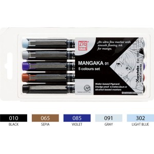 Kuretake Mangaka 01 Zestaw 5 kolorów CNM-01/5V