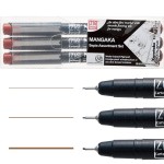 Kuretake Mangaka Zestaw brązowy SEPIA 3szt. CNM/3VSP