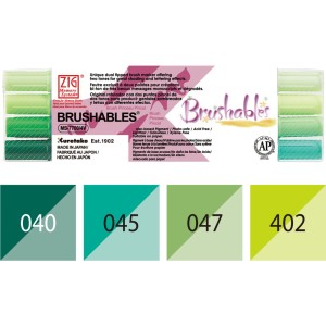 Kuretake Brushables Zestaw 4szt. GREEN MS-7700/4VGR