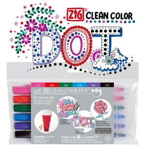 Kuretake Clean Color Dot dwie końcówki Zestaw 6 kolorów TC-6100/6V