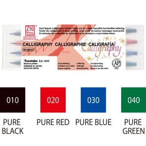 Kuretake Calligraphy 2mm & 5mm Zestaw 4 kolory MS-3400/V4