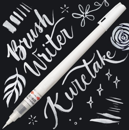 Kuretake Brush Pen White CNBW-01S z napisami i rysunkami.jpg