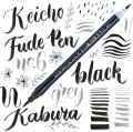 Kuretake Keicho Fude Pen Kabura No.6 Black & Grey DG141-6B pisak z rysunkami i napisami .jpg