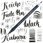 Kuretake Keicho Fude Pen Kabura No.6 Black & Grey DG141-6B