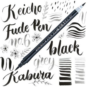 Kuretake Keicho Fude Pen Kabura No.6 Black & Grey DG141-6B