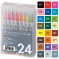 Kuretake Zig Clean Color Real Brush Zestaw 24 kolory opakowanie i kolory.jpg