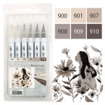KURETAKE ZIG Clean Color Real Brush set WARM GRAY RB-6000AT/6VC
