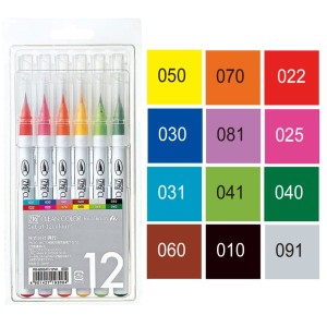 Kuretake Zig Clean Color Real Brush Basic Colors Zestaw 12 kolorów RB-6000AT/12VA
