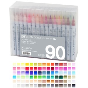 Kuretake Zig Clean Color Real Brush Zestaw 90 kolorów RB-6000AT/90V