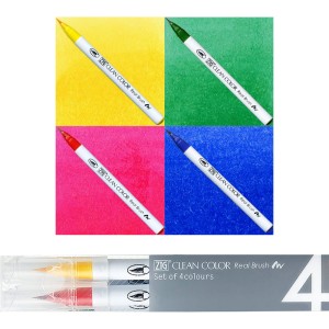 Kuretake Zig Clean Color Real Brush Zestaw PURE 4 kolory RB-6000AT/4VC