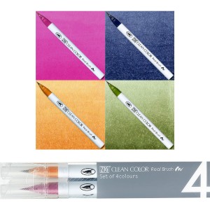 Kuretake Zig Clean Color Real Brush Zestaw DEEP 4 kolory RB-6000AT/4VD
