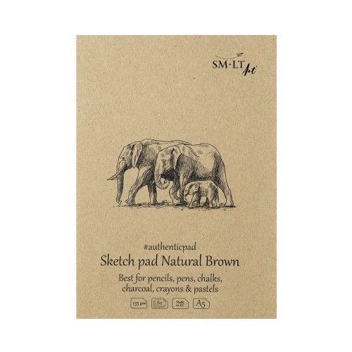 SMLTArt Authentic Brown blok A5 klejony słonie 135g 80ark 5EA-80NTB 120pxl.jpg