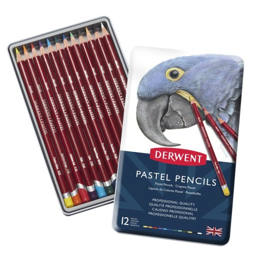 Derwent Pastel Pencils 12 pasteli w kredce kasetka otwarta.JPG