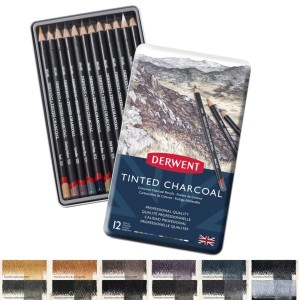 Derwent Tinted Charcoal 12 kolorowy węgiel w kredce 2301690