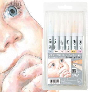 Kuretake ZIG Clean Color Real Brush 6kolorów Portrait Colors I RB-6000AT/6VD