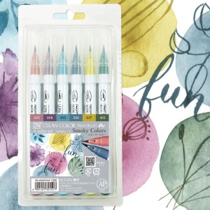 Kuretake ZIG Clean Color Real Brush 6kolorów Smoky Colors RB-6000AT/6VF