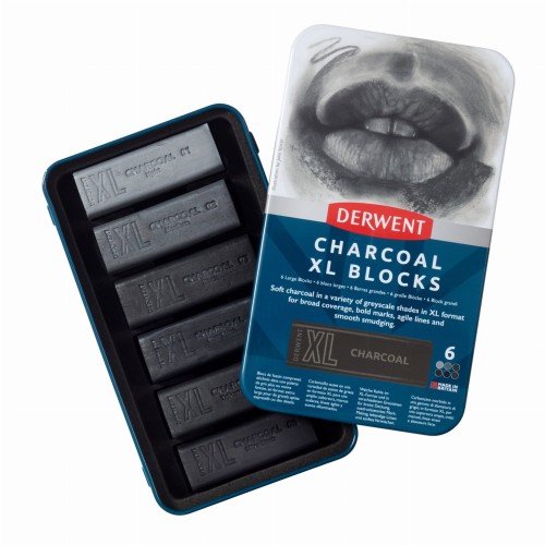 2306196 Derwent Charcoal XL Blocks Tin 6 Open Pack.JPG
