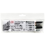 Zestaw Kuretake Twin Black Marker Assortment Zestaw pisaków do kaligrafii - czarny tusz, różne końcówki MSTC/4VBK