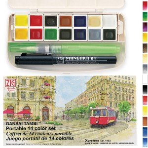 Kuretake Gansai Tambi 14 kolorów półkostki MC30-1 nowe opakowanie