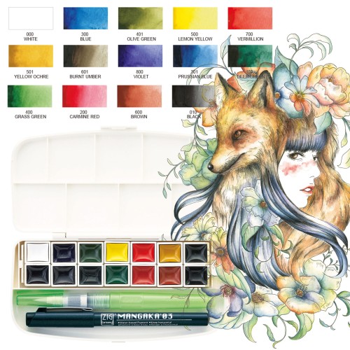 Kuretake Zig Transparent Watercolor Set 14kolorów WSKG301-1 miniatura rozbudowana.jpg