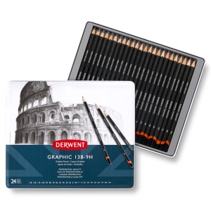 Derwent Graphic komplet 24 ołówków 9H-9B lub 9H-13B  34202 - NOWY SKŁAD
