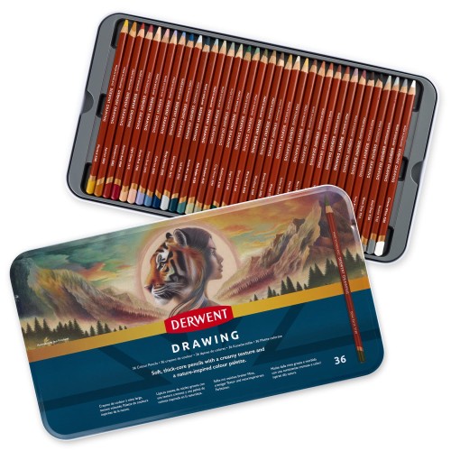Derwent Drawing komplet kredek artystycznych 36 kolorów 2306557 kaseta otwarta.jpg