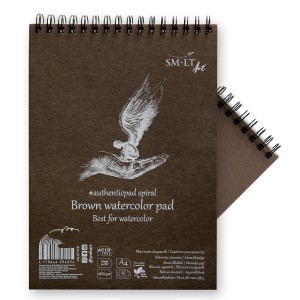SMLTArt Authentic Watercolor Brown blok A4 na spirali 280g 25ark AB-25TS/B anioł