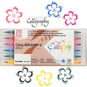 Kuretake ZIG Calligraphy II pigmentowe 2mm & 3,5mm Zestaw 6 kolorów MS-3500/6V