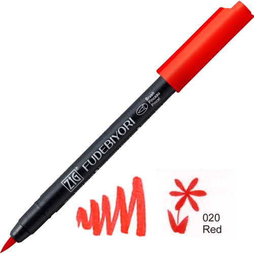 Kuretake ZIG Fudebiyori 020 Red CBK-55N-020 v2jpg.jpg