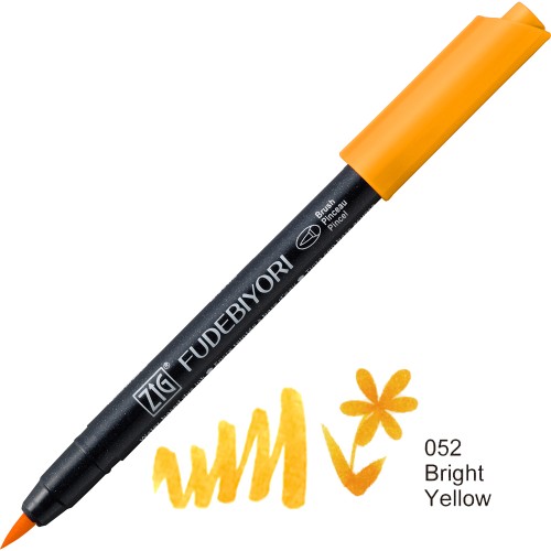 Kuretake ZIG Fudebiyori 052 Bright Yellow CBK-55N-052 v2.jpg