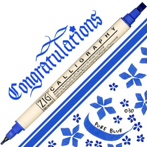 Kuretake Calligraphy 2mm & 5mm 030 PURE BLUE MS-3400/030