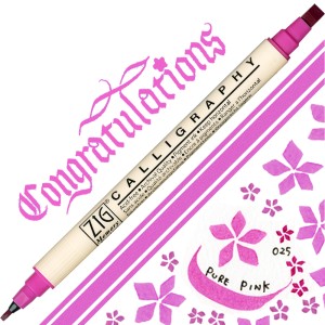 Kuretake Calligraphy 2mm & 5mm 025 PURE PINK MS-3400/025